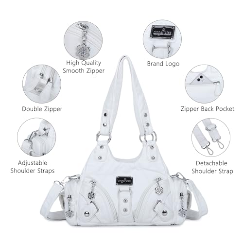 Image of Angel Kiss Purses for Women Small Hobo Shoulder Bags Vagen Leather Multi-Pocket Tote Bag with Zipper