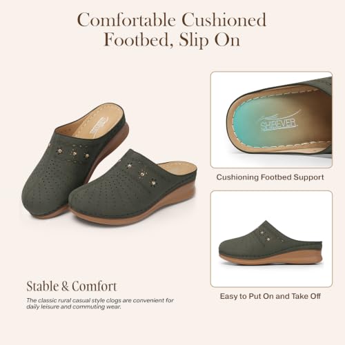 Image of SHIBEVER Clogs for Women Mules Comfortable: Slip On Closed Toe Casual Shoes | Cushioned Footbed All-Day Comfort Non Slip Platform Dress Shoes Breathable Upper for Walking Work Business Office Travel
