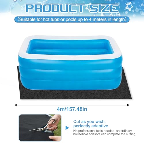 TZEKING 4m Pool Unterlage Outdoor,Quadratische Poolunterlage,Poolmatte Bodenschutzplane für Aufstellpool & Whirlpool,Rutschfeste & Wasserdichte Unterlage für Gartenpool, Faltbare Schutzmatte für Boden