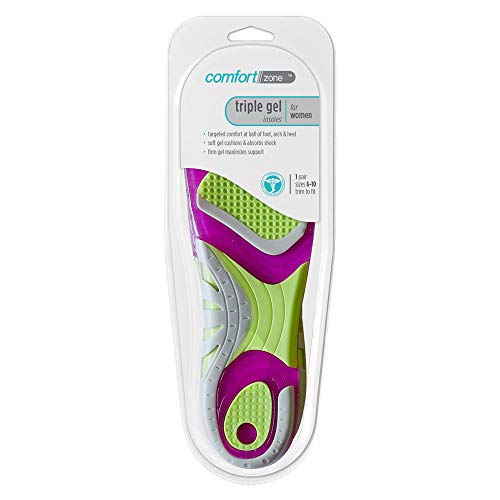 Image of Comfort Zone Triple Gel Insoles for Women, Sizes 6-10, 1 Pair
