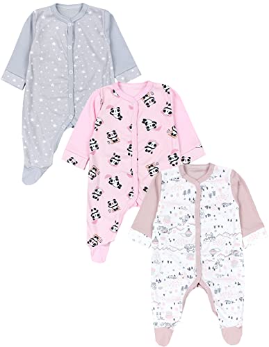 TupTam Baby Mädchen Schlafstrampler Strampler mit Fuß Schlafanzug 3er...
