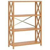 vidaXL Schap 4-laags 80x30x112 cm massief eikenhout, boekenkast, badkamerkast, uitstalkast, garagekast, opslagkast, opbergrek, boekenrek, houten schap