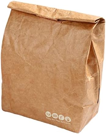 Reusable Insulated Paper Lunch Bag, Eco Lunch Bag Durable Leak-Proof, Classic Brown Kraft Paper Bag for Men Women Kids at Work School Picnic (Brown)