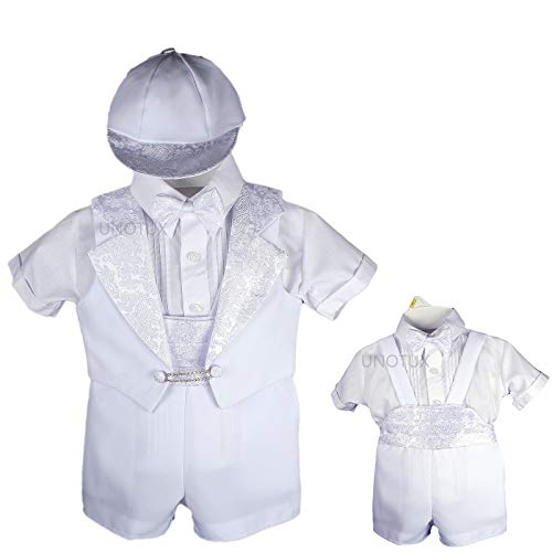 Baptism Christening Boy Formal Vest Shorts White Suit Gown Outfit Hat 0-5 (5:(2T))