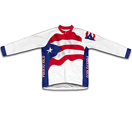 Puerto Rico Flag Winter Thermal Cycling Jersey for Men - Size 4XL
