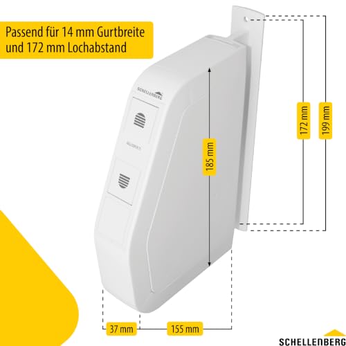 Schellenberg 22575 Elektrischer Gurtwickler ROLLODRIVE 75 STANDARD, bis 5 m² Rollladenfläche, 30 kg Zugkraft, 180 Grad Schwenkbar, Komplettset inkl. Netzstecker und Zeitautomatik