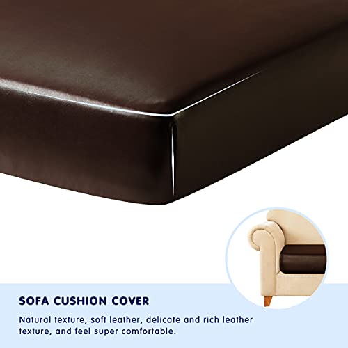 Subrtex Leather Waterproof Cushion Covers Breathable Sofa Seat Slipcpvers For 1-2-3-4 Seaters Stretch Replacement For Furniture Protector (Small, Chocolate) #TOP3