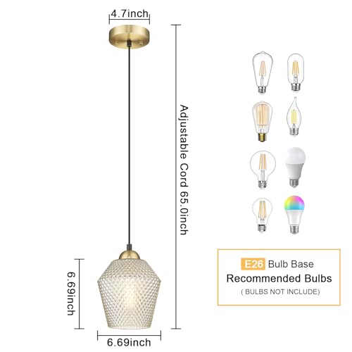 Darkaway Modern Hanging Pendant Lights, 7inch Hanging Light Fixtures Over Kitchen Island with Cognac Glass Shade,Pendant Light for Kitchen Island Lighting Hanging Lamp Adjustable Height - Image 2