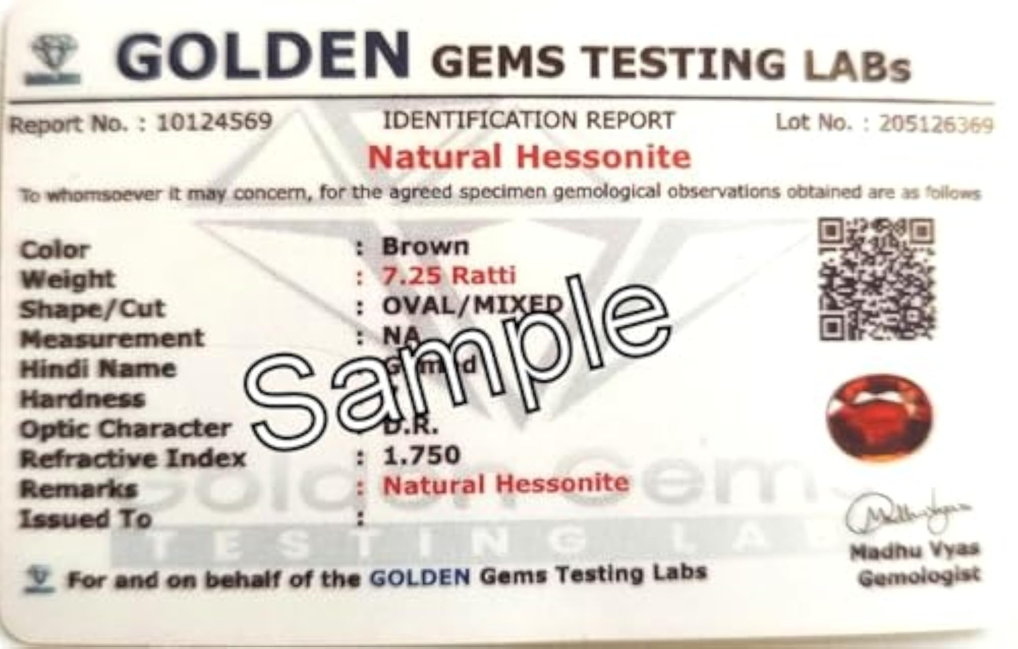 7.25 Ratti Gomed Adjustable Ring, Lab Certified