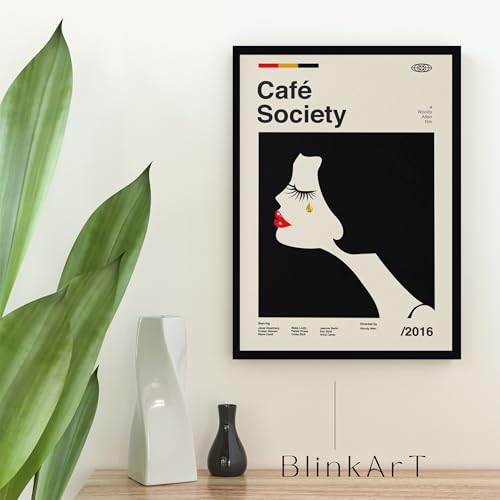 Image of BLINKART Cafe Society (2016) Movie Poster Frame 8x12 Inch | Premium 300 GSM Paper Wall Print | Mid Century Vintage Film Artwork for Home, Bedroom, Living Room, Office | Framed Photo Decor
