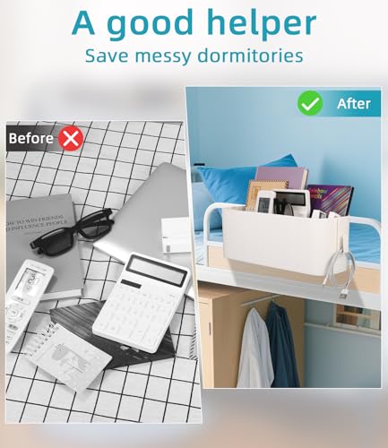 Bett Organizer zum Einhängen für Hängende, Kunststoff Einhängekorb Regal mit 2 Abnehmbaren Haken, Nachttisch Halter, Multi nachttisch Organizer für Büro, Schule, Haus, Schlafsaal, Aufbewahrung Hängend