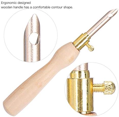 Fydun Sewing Embroidery Punch Needle, Portable Punch Needle Knitting Embroidery Pen Wooden Handle with Threader for DIY Craft Stitching Applique Embellishment (4pcs)