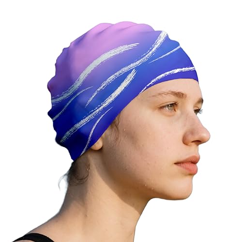 WRTMBOIF Silicone Swim Cap for Long Hair, Waterproof, Pink