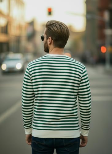Image of Mack Jonney Men's Black Cotton Full Sleeve T-Shirt | Soft Breathable Casual Wear | Stylish Striped Round Neck Tshirt-JMAK-107