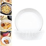🍕【Fácil de Usar】El papel para hornear de la freidora tiene un diseño en forma de tazón, no es necesario rasgarlo, doblarlo, cortarlo o doblarlo, la altura suficiente es perfecta para sostener alimentos y las manchas de aceite no se desbordarán desde el borde.