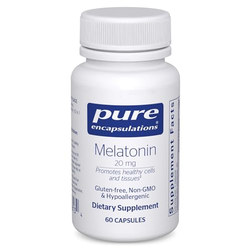 Pure Encapsulations Melatonin 20 mg - Not Intended for Sleep Support - for Immune System & Healthy Cells - 99.5% Purity Melatonin - Gluten Free & Non-GMO - 60 Capsules Pure Encapsulations Melatonin 20 mg - Not Intended for Sleep Support - for Immune System & Healthy Cells - 99.5% Purity Melatonin - Gluten Free & Non-GMO - 60 Capsules