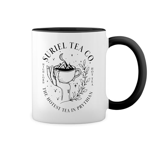 Suriel Tea Co Acotar Court Of Thorns And Roses Fun Lustige Trend Weiße Tasse Mug mit schwarzen Felgen & Griff