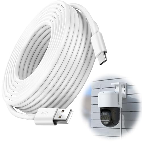 Image of 5M Extra Long USB C Cable for Cameras, Fast Charging USB A to Type C Power Extension Charging, USB-C Cord for Home Security, Game controller, Speaker, Smartphones, Tablets and Controllers (White)