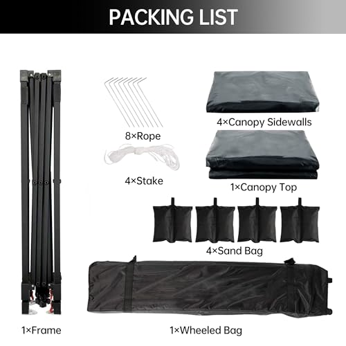 10x10FT Pop-Up Canopy Tent, 210D Oxford Cloth Portable Sun Shelter with Removable Sidewalls & Windows, Wheeled Carry Bag, Sandbags, Stakes for Patio, Garden, Camping, Green by ActiveTrail - Image 2