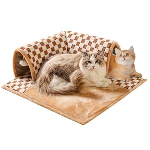 Marchul Cat Tunnel Bed for Indoor Cats, 2 in 1 Cat Bed and Tunnel Cat Toys, 42.5cm(16.73in) Cat Tunnel, with 3D Rebound Foam, Detachable & Washable Pet Bed and Play Tunnel, Non-Slip Bottom