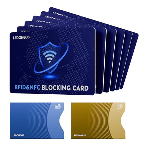 RFID Blocking Cards – 6 Pack | Anti-Theft Contactless NFC Protection for Debit Credit Cards & Wallet | Slim & Durable Perfectly fits in Wallet | 2 RFID Sleeves Included | Blue