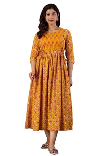 Image of Vinny's Creation Women's Cotton Maternity Kurti | Floral Printed Feeding Kurta with Hidden Zipper | Stylish Pregnancy Gown & Nursing Dress for Womens