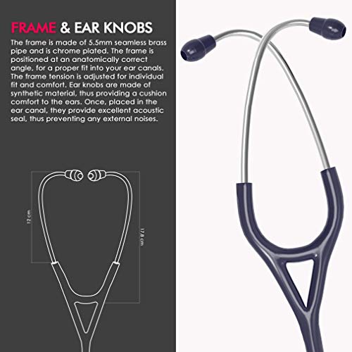 Image of ELKO EL-060 CARDIO III SS Stainless Steel Acoustic Stethoscope | Two-Way PVC Tubing | Double Sided Chestpiece For Adult & Pediatric Patient | Doctors & Medical Students (Blue)