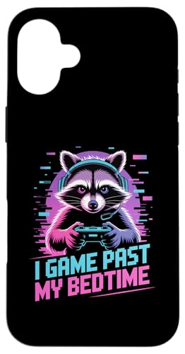 Raccoon Gaming I Game Past My Bedtime X}zP[X iPhone 16 Plus p