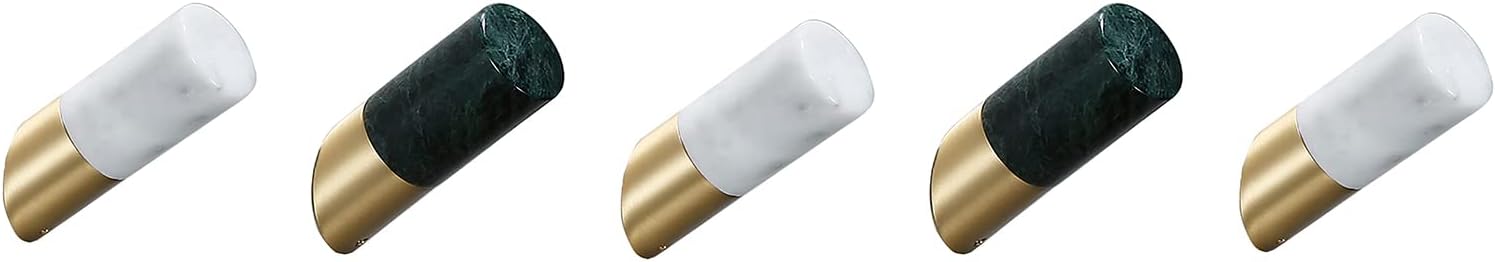 Coat Hooks Brushed Gold Robe Hook Wall Mounted Brass and Marble Towel Hook Heavy Duty Shower Hook for Kitchen, Home, Office, Dual Installation