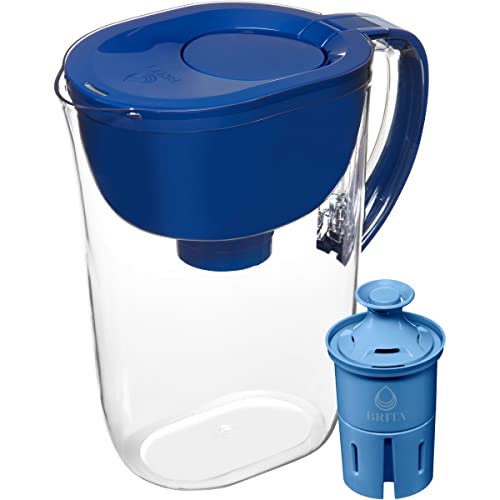 Brita Large Water Filter Pitcher For Tap And Drinking Water With Smartlight Filter Change Indicator + 1 Elite Filter, Reduces 99% Of Lead, Lasts 6 Months, 10-Cup Capacity, Blue #TOP30