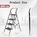 Step Ladder Foldable Folding Stool - for Home Adults Kitchen 4 Stepping Extension Tall Heavy Duty with Handrails - Closet Stepstool Stair Ladders Extendable Stepladder for Indoor House 600Lbs