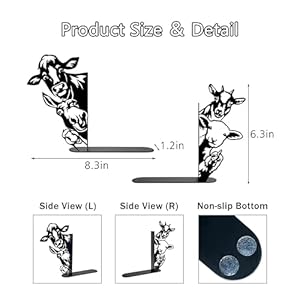 Ecqizer Metal Farmhouse Peeking Animals Bookend, Unique Decorative Book Ends for Shelves, Cute Bookshelf Decor, Bookshelf Decorative Objects for Home Office Desk Bookshelf Decor, Black Ecqizer Metal Farmhouse Peeking Animals Bookend Unique Decorative Book Ends for Shelves Cute Bookshelf Decor Bookshelf Decorative Objects for Home Office Desk Bookshelf Decor Black