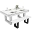 Electric White Table with One Benches