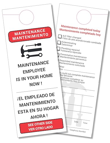Printlink Maintenance Door Hangers (100 Pack) – 4.25 x 11 Inch Thick Cardstock – Designed for Property Management, Apartments & Rental Units – Proudly Made in USA