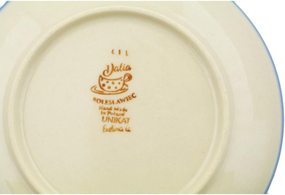 Polmedia Polish Pottery Dessert Plate UNIKAT - Sunflower Pattern Handmade in Boleslawiec Poland by Ceramika Dalia + Certificate of Authenticity