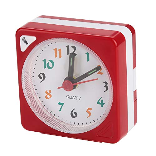Greensen Quarz-Reisewecker, 2,17 Zoll, Ultrakleine Mini-Uhr mit Schlummerlicht, Geräuschlos, Nicht Tickend, Batteriebetriebene Uhr (Rot)