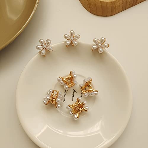 Kimuwhi 10Pcs Fashion Mini Pearl Hair Claws For Women Small Flower Clips Set Hair Accessories Gold Crab Girls Headwear Wedding #TOP4