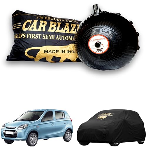 Image of CARBLAZER Portable & Semi-Automatic Full Body Car Covers: Heavy Duty Device| Anti-Theft| Dust & Scratch Proof | Water & Wind Resistant|Custom Fit| Dual-Side Cover, Compatible for Maruti Suzuki Alto