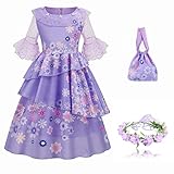 Comboo Vestido Isabela Para NiñAs, Disfraz, Vestidos De Fiesta De CumpleañOs, Cosplay, Vestido Madrigal Isabela, Vestidos De Fiesta Para NiñAs (120, Purple)