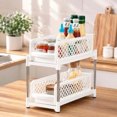 Image of 2 Tier Sliding Storage Organiser, White [ND-1815]