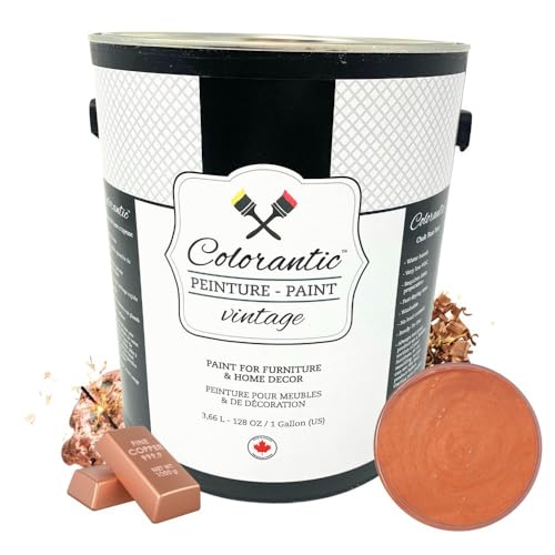 Colorantic | COPPER METALLIC PAINT | Shimmering Bronze Chalk Paint for Furniture, Cabinets & Kitchen | All-in-One Interior DIY Craft Solution | Multi-Surfaces (Gallon 128 oz)
