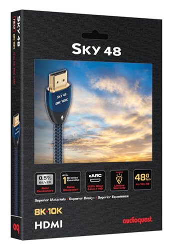 Image of AudioQuest Sky 48 2.1 HDMI Cable - 8K /10K Ultra HD, Gaming, High-Speed, 48Gbps, HDR, eARC - 0.75m