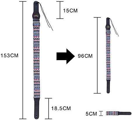 Rayzm Cotton Guitar Strap/Bass Strap, Bohemian Style Knitting Belt for Acoustic/Electric/Bass Guitar with Pick Pocket, 5cm Wide, Metal Buckle, Adjustable Length