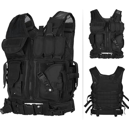 HALAMODO Law Enforcement Tactical Airsoft Paintball Vest (UAE/KSA, Alpha, One Size,Regular, Black)