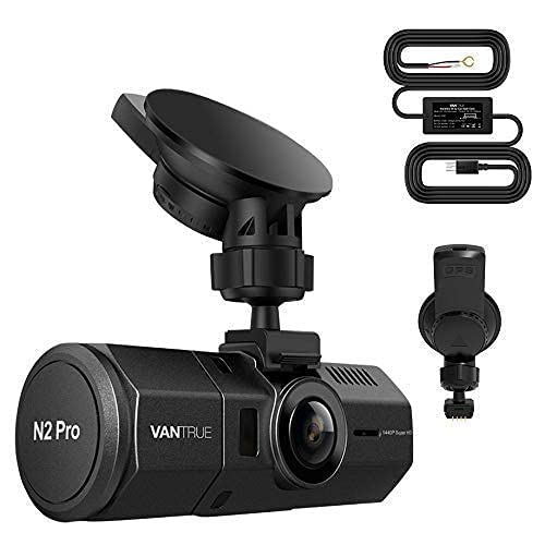 Bundle: Vantrue N2 Pro Dual 1080P Dash Cam + Hardwire Kit+ GPS Receiver Module Suction Cup Mount