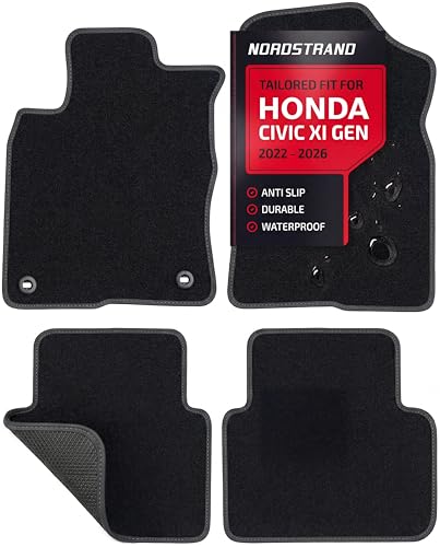 Floor Mats for Honda Civic 2016-2026 - Custom 3D Fit for Civic 10th & 11th Gen Hatchback Coupe Sedan - 22oz Heavy Duty Carpet Mat - Set of 4 All Weather Car Liners (for 2022-2027 Honda Civic)