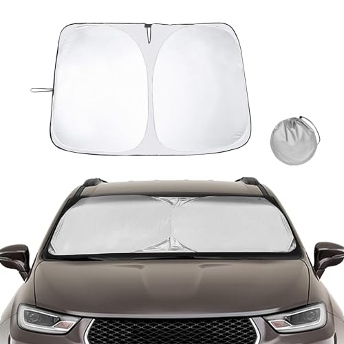 HEVLE Parasole per parabrezza auto, parasole per finestrino anteriore, protezione dal calore, blocca i raggi UV, parasole anteriore pieghevole, compatibile con modello 3 modello Y 2016-2023