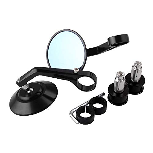 Sporacingrts バイクミラー バイク バーエンドミラー ハンドルミラー 汎用ミラー YAMAHA MT-07 MT-03 SUZUKI GSX-S1000F HONDA NC700 Kawasakiなど ブラック