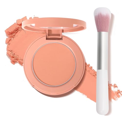 Peach Orange Powder Blush for Cheeks with Brush Natural Blendable Matte Blush Palette For Face Blushes Silky Lightweight Texture for Women Face Makeup Rubores de Maquillaje 03#