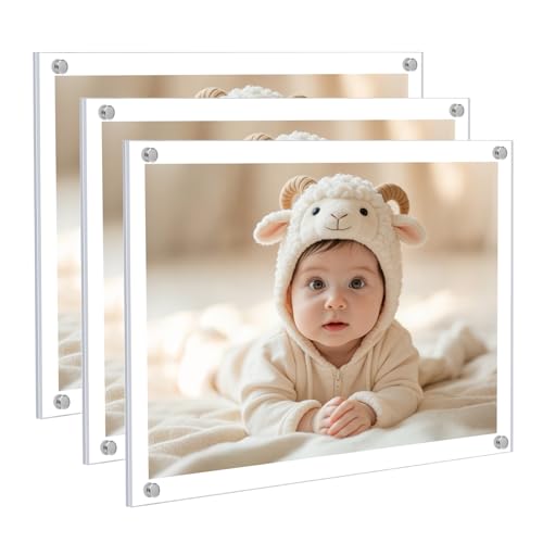 Kalami 3 Pack 5x7 Acrylic Picture Frame Wall Mount Self Adhesive